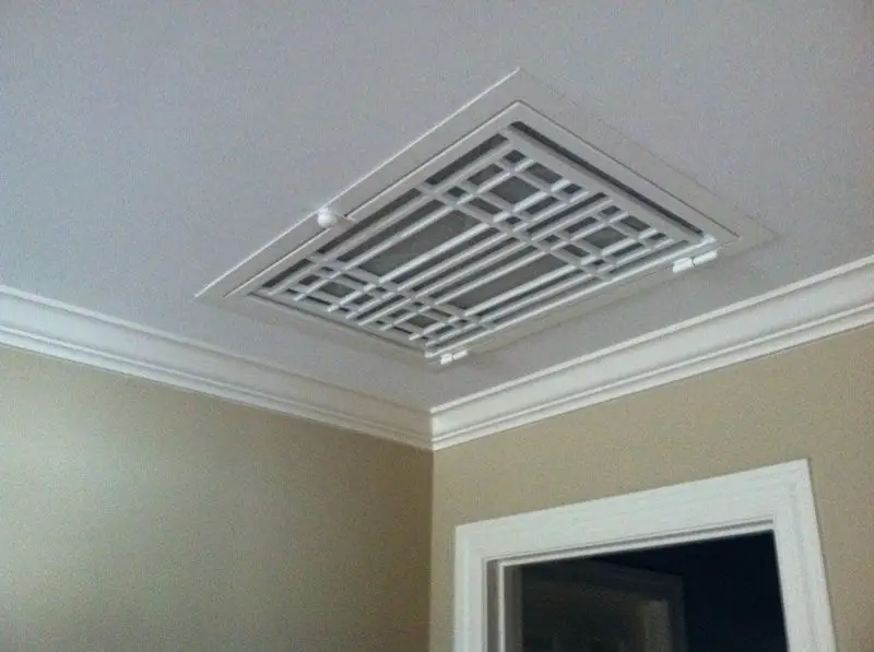 Pumping warm air through ceiling ducting